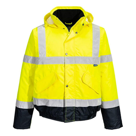 Hi-Vis Contrast Winter Bomber Jacket - Yellow/Navy