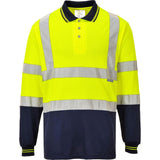 Hi-Vis Contrast Polo Shirt L/S - Yellow/Navy