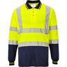 Hi-Vis Contrast Polo Shirt L/S - Yellow/Navy