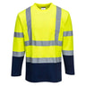 Hi-Vis Cotton Comfort Contrast T-Shirt L/S - Yellow/Navy