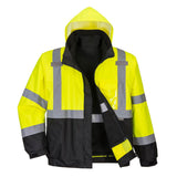 Hi-Vis 3-in-1 Contrast Premium Bomber Jacket - Yellow/Black