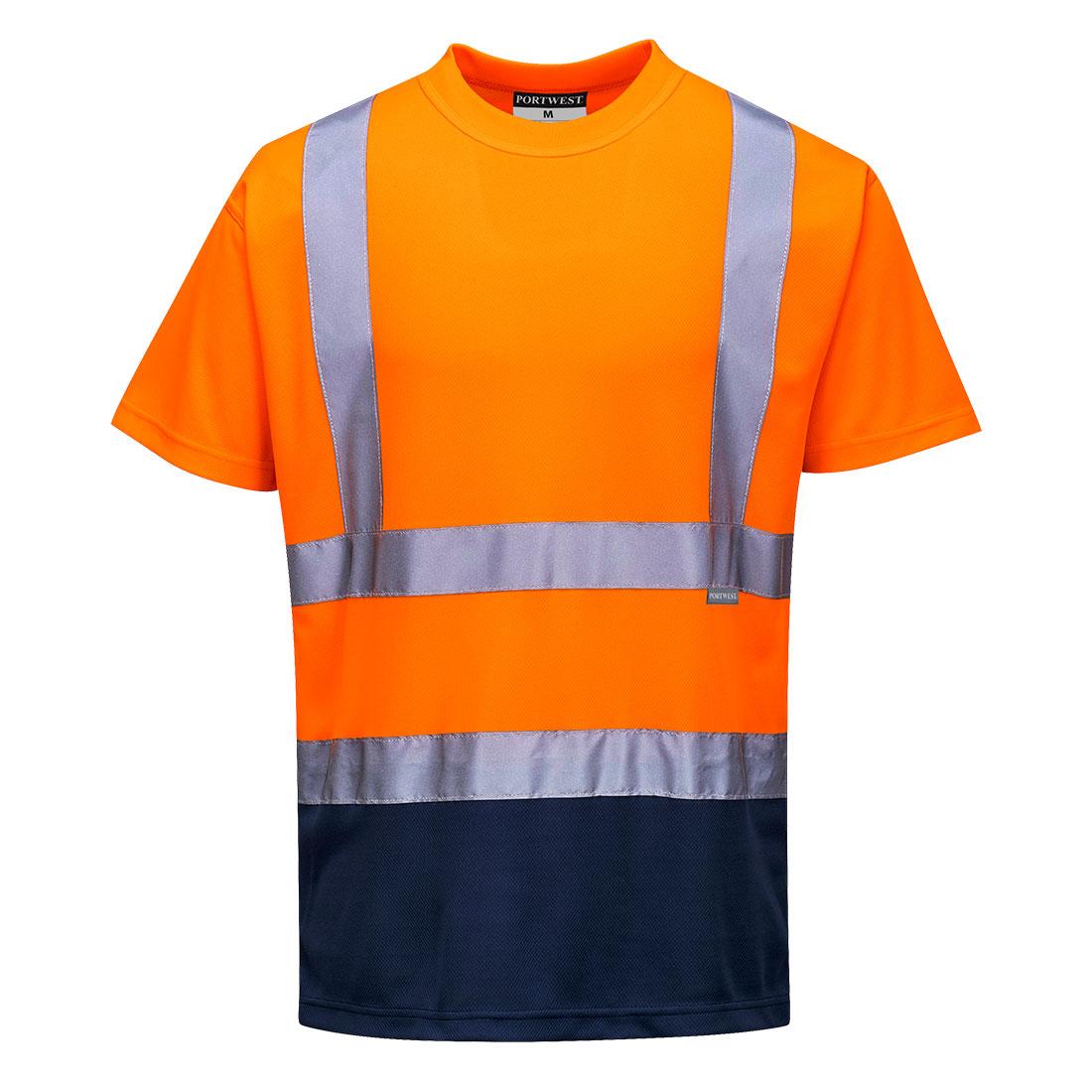 Hi-Vis Contrast T-Shirt S/S - Orange/Navy