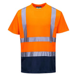 Hi-Vis Contrast T-Shirt S/S - Orange/Navy