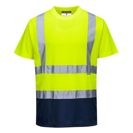 Hi-Vis Contrast T-Shirt S/S - Yellow/Navy