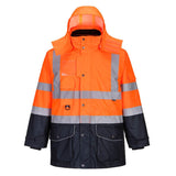 Hi-Vis Breathable 7-in-1 Contrast Traffic Jacket - Orange/Navy