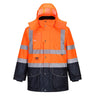 Hi-Vis Breathable 7-in-1 Contrast Traffic Jacket - Orange/Navy