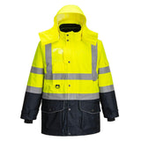 Hi-Vis Breathable 7-in-1 Contrast Traffic Jacket - Yellow/Navy
