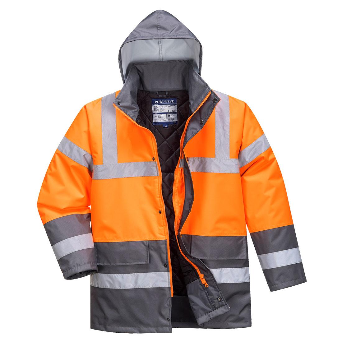 Hi-Vis Contrast Winter Traffic Jacket - Orange/Grey