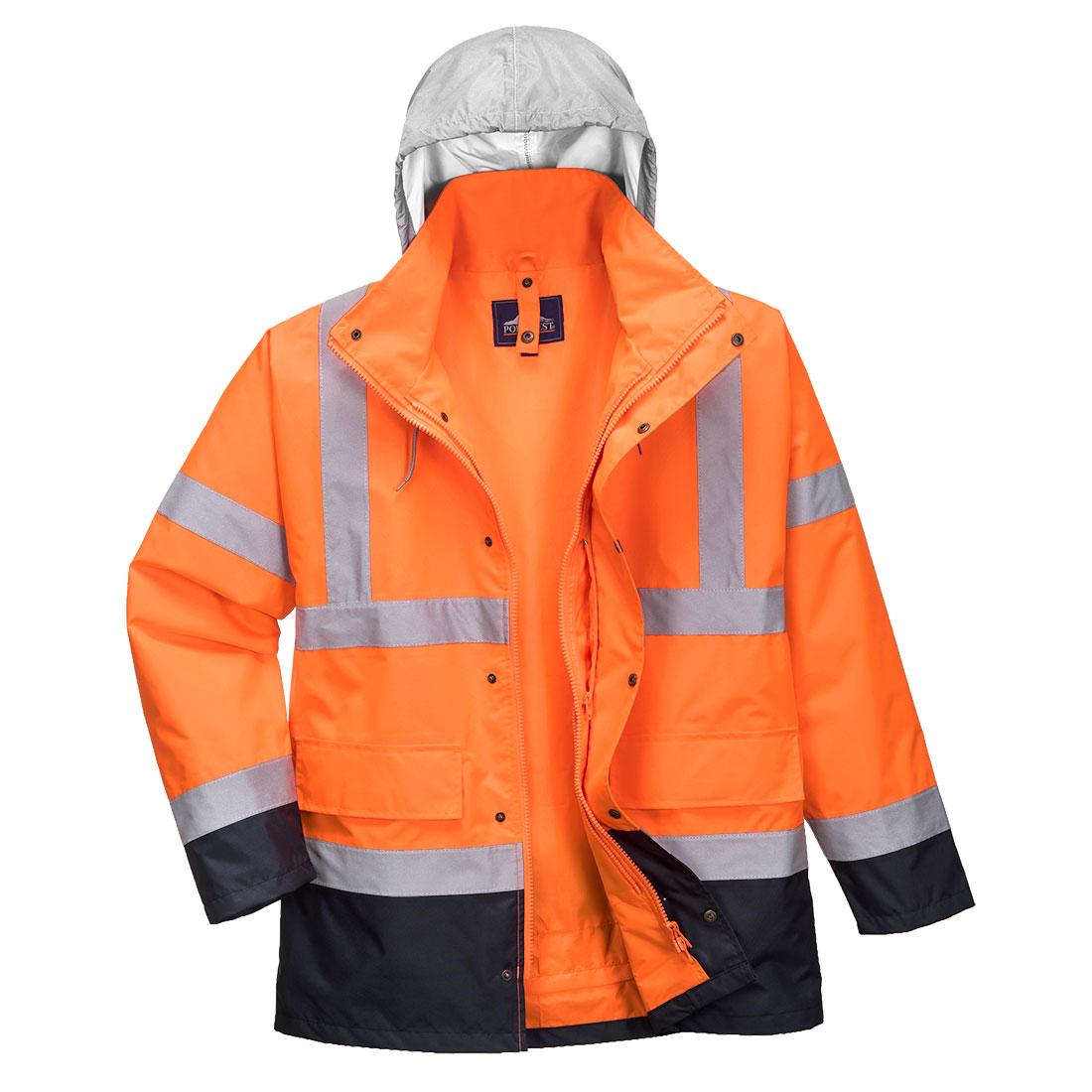 Hi-Vis 4-in-1 Contrast Traffic Jacket - Orange/Navy