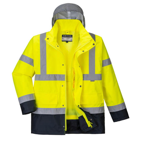 Hi-Vis 4-in-1 Contrast Traffic Jacket - Yellow/Navy
