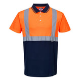 Hi-Vis Contrast Polo Shirt S/S - Orange/Navy
