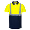 Hi-Vis Contrast Polo Shirt S/S - Yellow/Navy