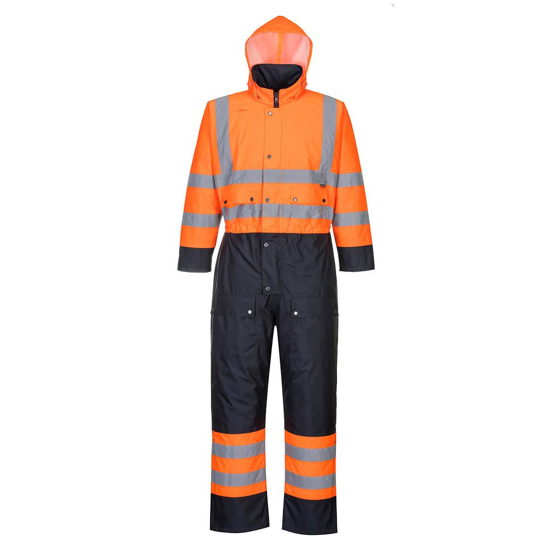 Hi-Vis Contrast Winter Coverall - Orange/Navy