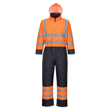 Hi-Vis Contrast Winter Coverall - Orange/Navy