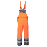 Hi-Vis Breathable Contrast Rain Bib and Brace - Orange/Navy