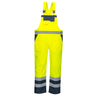 Hi-Vis Breathable Contrast Rain Bib and Brace - Yellow/Navy