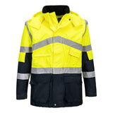 Hi-Vis Breathable Contrast Rain Jacket - Yellow/Navy