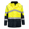 Hi-Vis Breathable Contrast Rain Jacket - Yellow/Navy