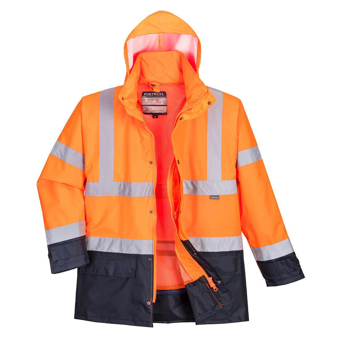 Hi-Vis 5-in-1 Contrast Executive Jacket - Orange/Navy