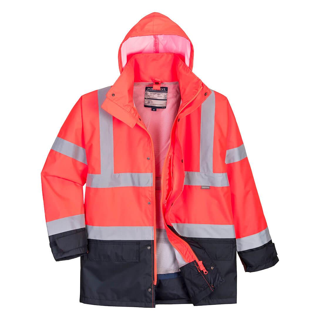 Hi-Vis 5-in-1 Contrast Executive Jacket - Red/Navy