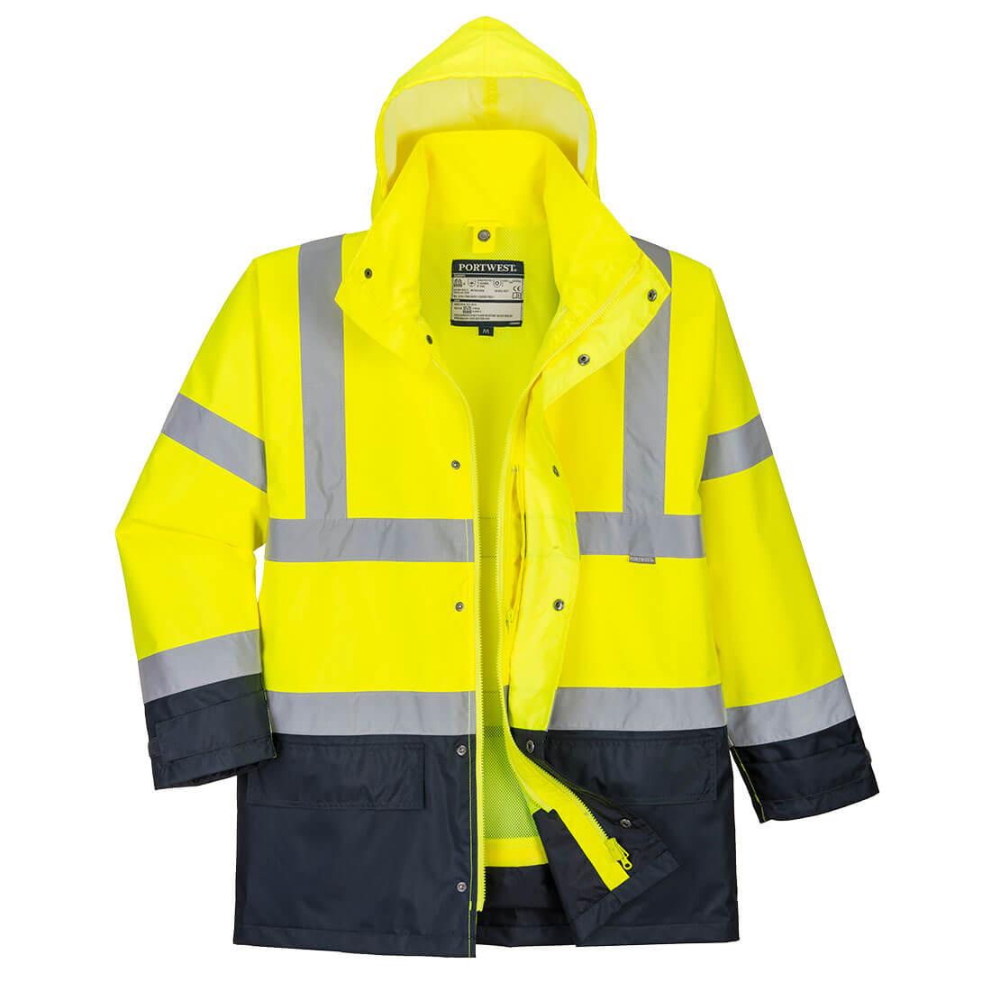 Hi-Vis 5-in-1 Contrast Executive Jacket - Yellow/Navy