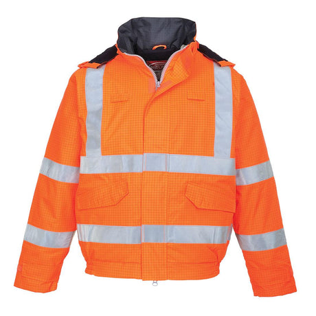 Bizflame Rain Hi-Vis Anti-Static FR Bomber Jacket - Orange