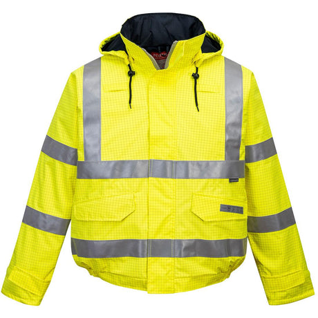Bizflame Rain Hi-Vis Anti-Static FR Bomber Jacket - Yellow