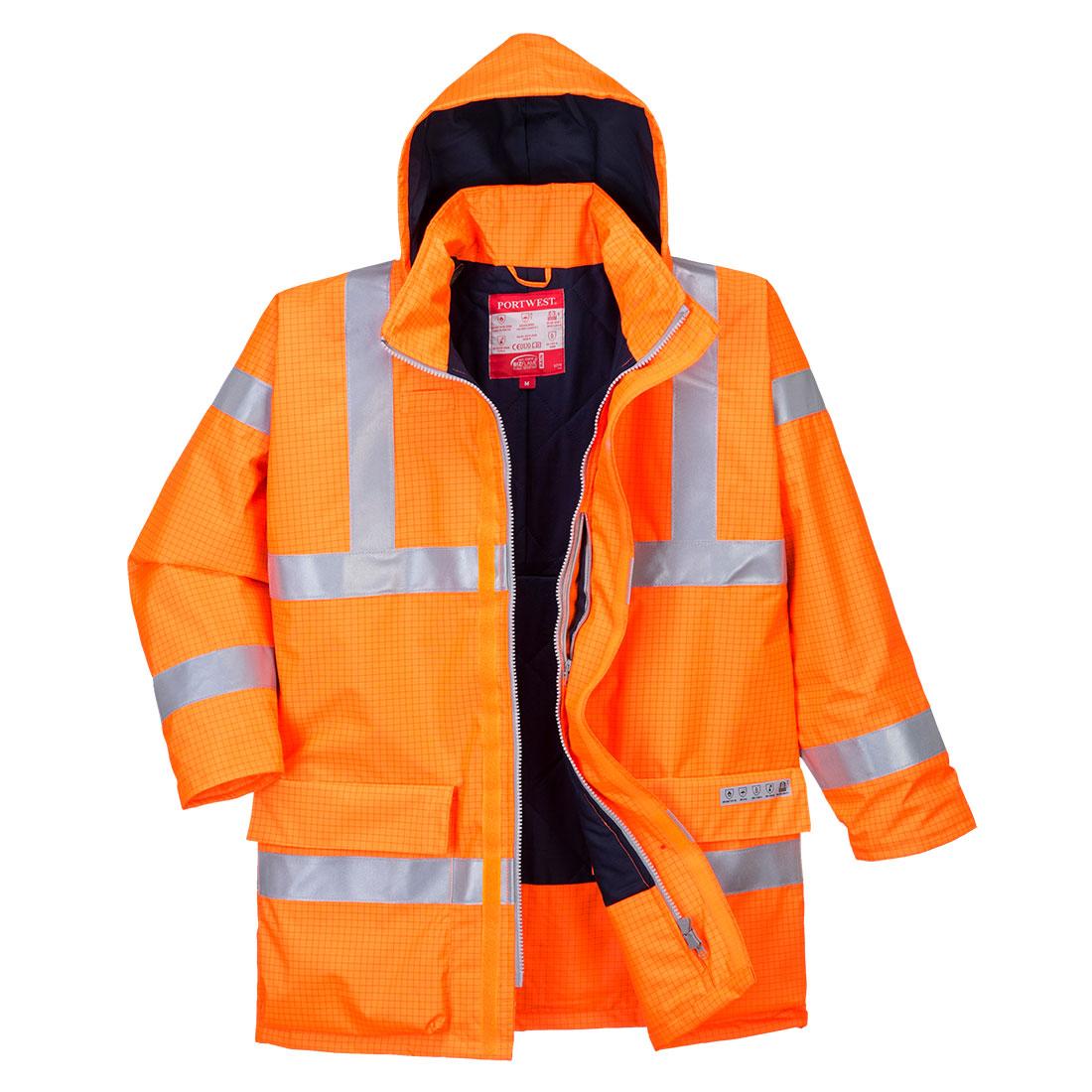 Bizflame Rain Hi-Vis Anti-Static FR Jacket - Orange