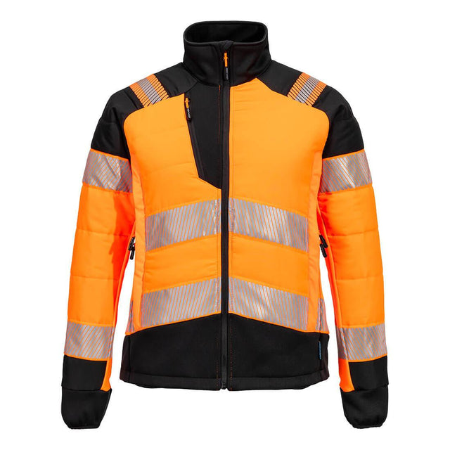 PW3 Hi-Vis Women's Hybrid Baffle Jacket - Orange/Black