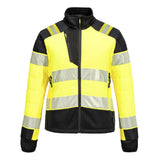 PW3 Hi-Vis Women's Hybrid Baffle Jacket - Yellow/Black