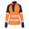 PW3 Hi-Vis Women's 1/4 Zip Sweatshirt - Orange/Black