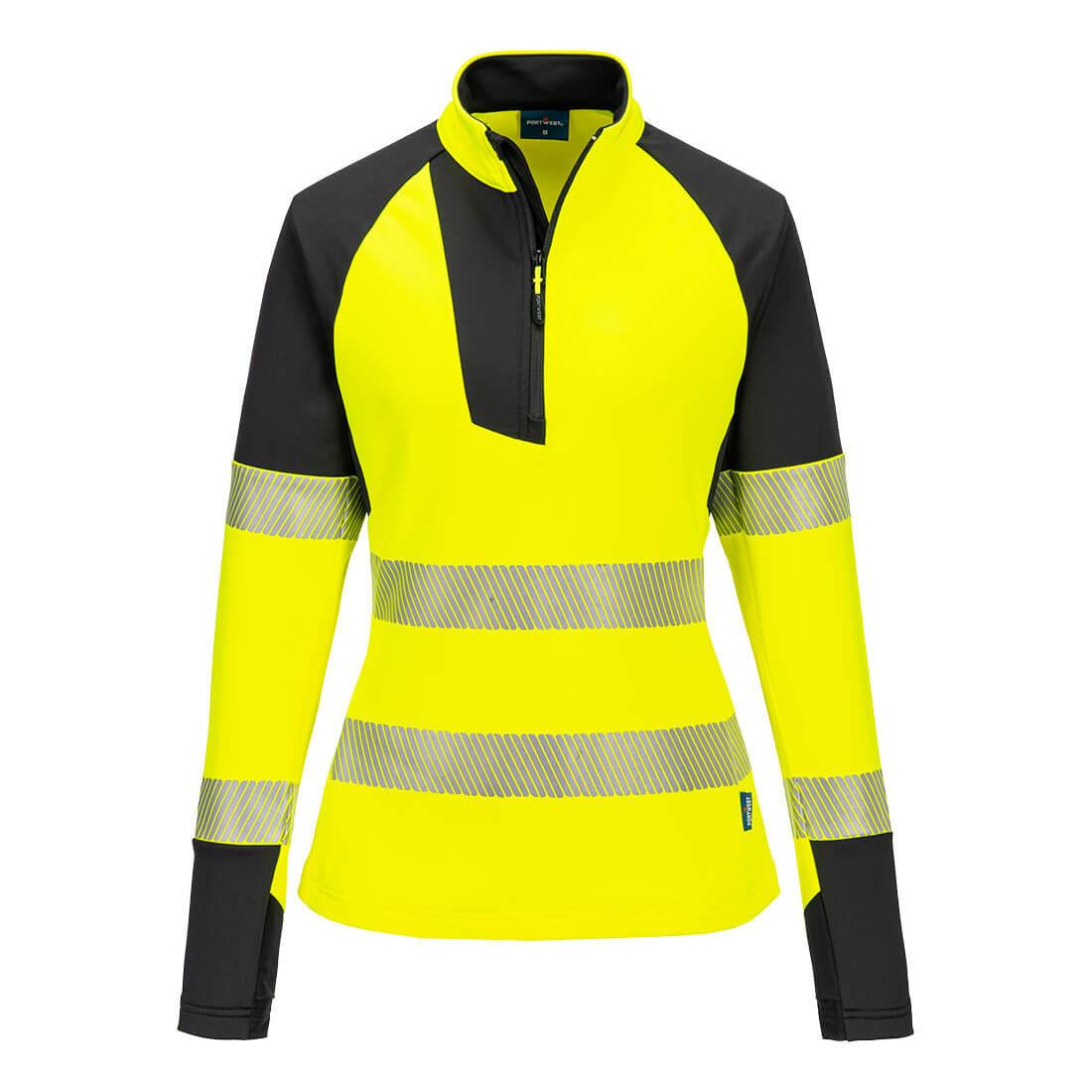 PW3 Hi-Vis Women's 1/4 Zip Sweatshirt - Yellow/Black