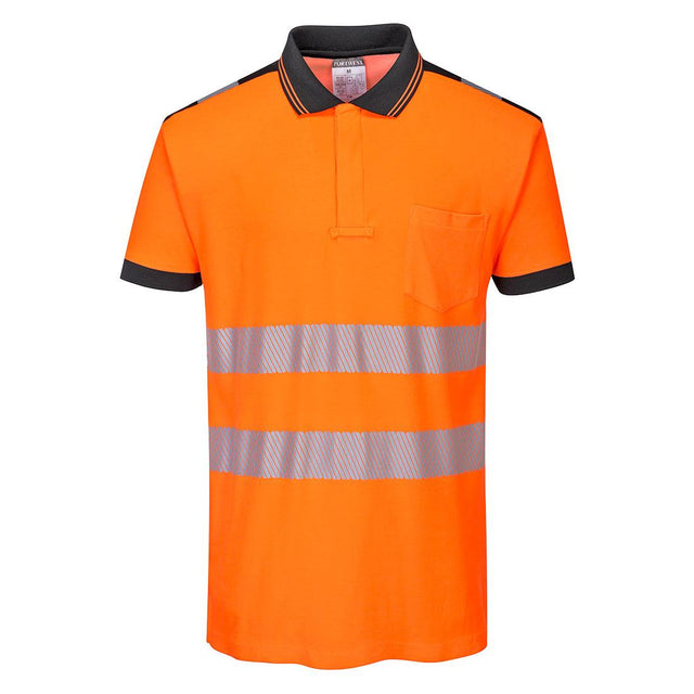 PW3 Hi-Vis Cotton Comfort Polo Shirt S/S - Orange/Black