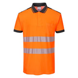 PW3 Hi-Vis Cotton Comfort Polo Shirt S/S - Orange/Black