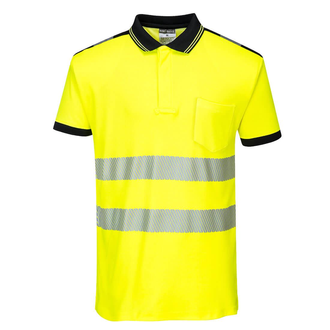 PW3 Hi-Vis Cotton Comfort Polo Shirt S/S - Yellow/Black