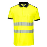 PW3 Hi-Vis Cotton Comfort Polo Shirt S/S - Yellow/Black
