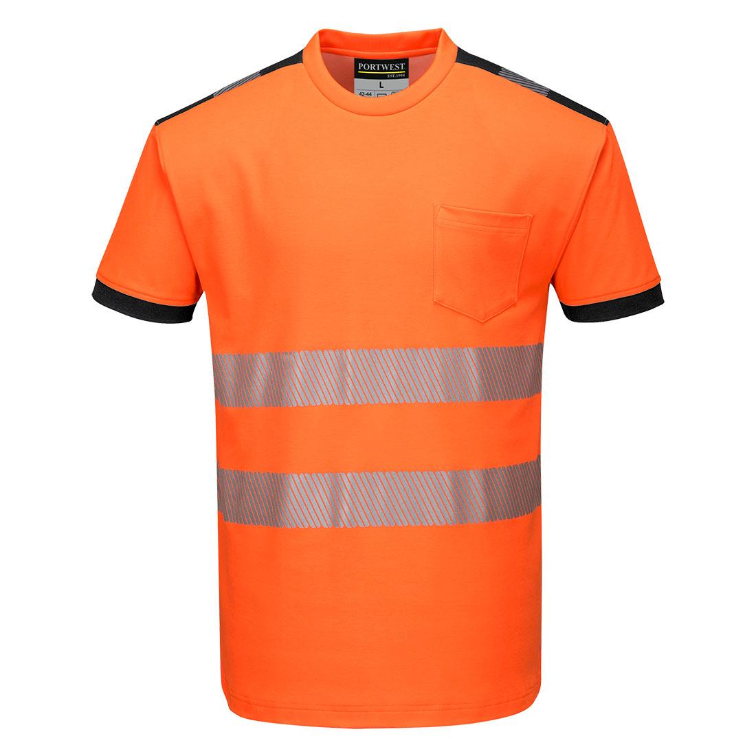 PW3 Hi-Vis Cotton Comfort T-Shirt S/S - Orange/Black