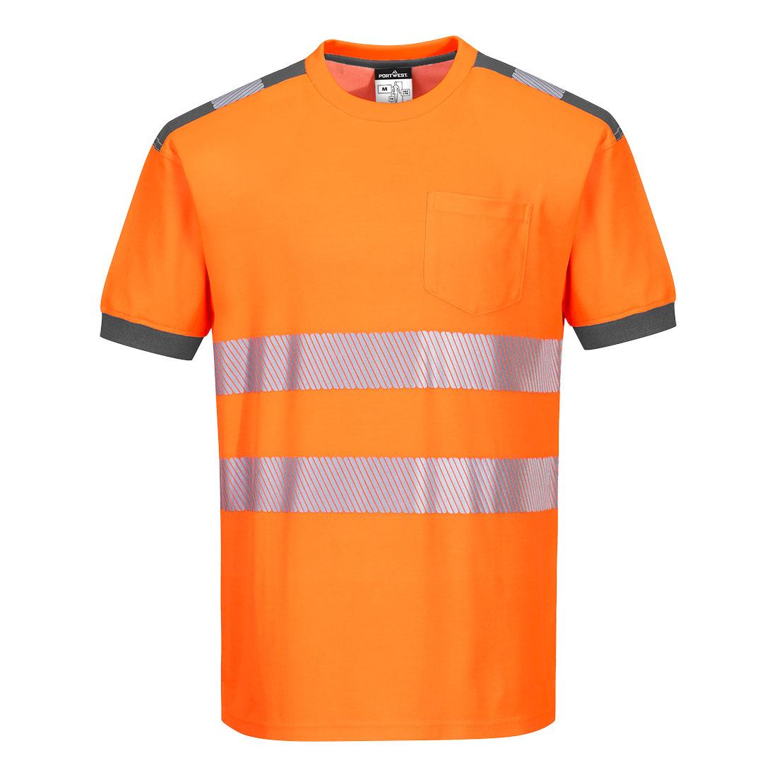PW3 Hi-Vis Cotton Comfort T-Shirt S/S - Orange/Grey