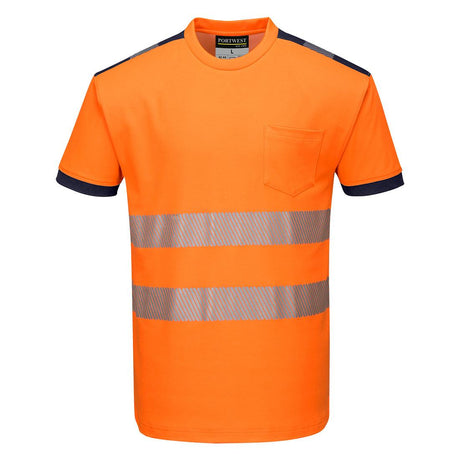 PW3 Hi-Vis Cotton Comfort T-Shirt S/S - Orange/Navy