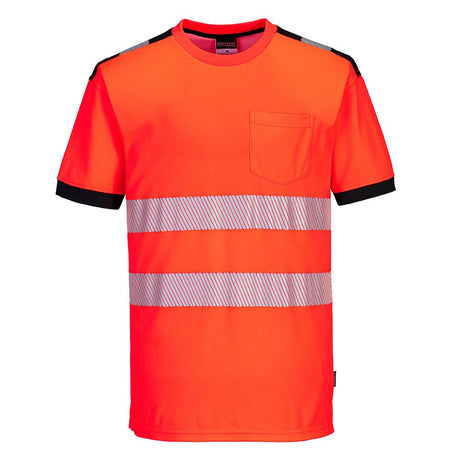 PW3 Hi-Vis Cotton Comfort T-Shirt S/S - Red/Black