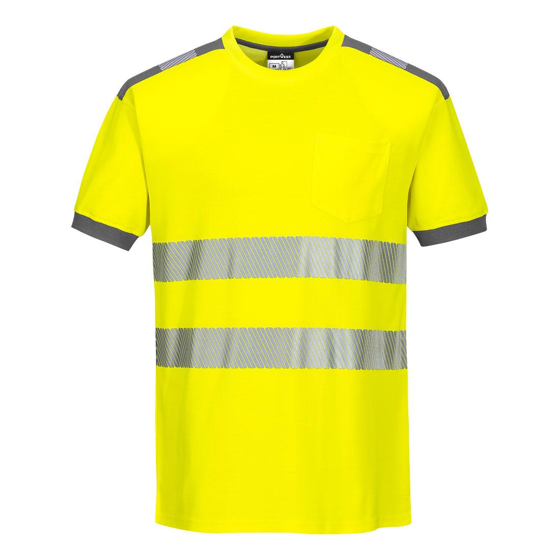 PW3 Hi-Vis Cotton Comfort T-Shirt S/S - Yellow/Grey