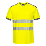 PW3 Hi-Vis Cotton Comfort T-Shirt S/S - Yellow/Grey