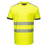 PW3 Hi-Vis Cotton Comfort T-Shirt S/S - Yellow/Navy