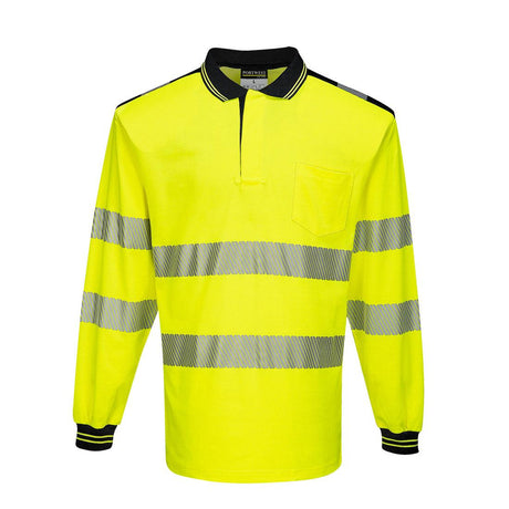 PW3 Hi-Vis Cotton Comfort Polo Shirt L/S - Yellow/Black