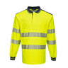 PW3 Hi-Vis Cotton Comfort Polo Shirt L/S - Yellow/Navy