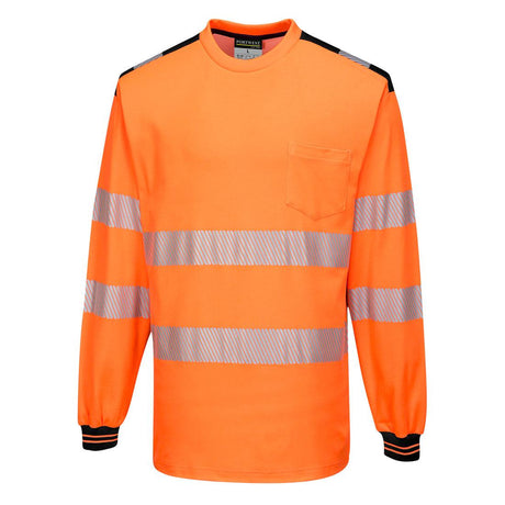 PW3 Hi-Vis Cotton Comfort T-Shirt L/S - Orange/Black