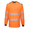 PW3 Hi-Vis Cotton Comfort T-Shirt L/S - Orange/Black