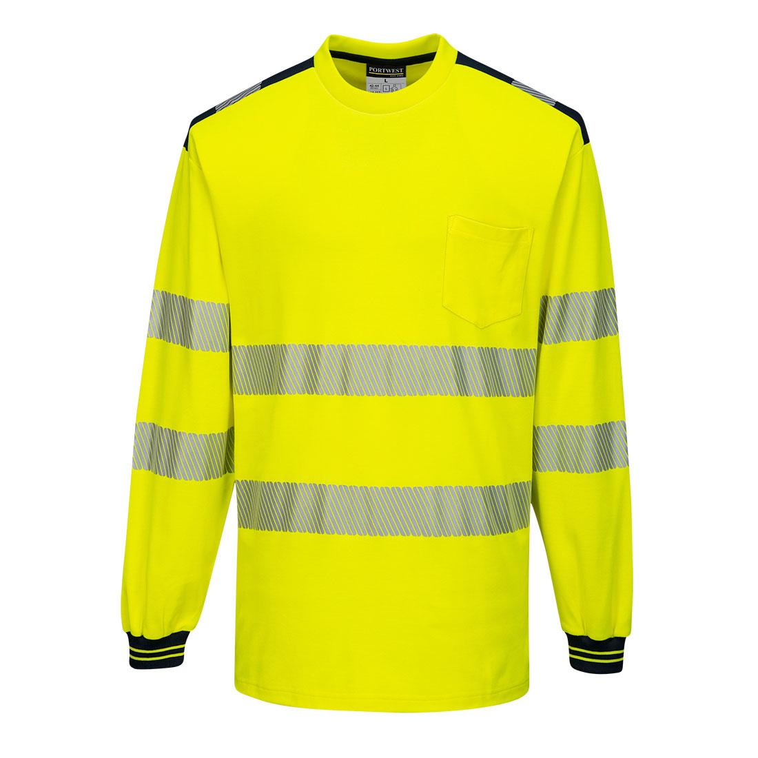 PW3 Hi-Vis Cotton Comfort T-Shirt L/S - Yellow/Black