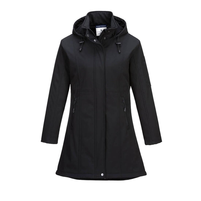 Carla Women's Hooded Softshell Jacket (3L) - Black