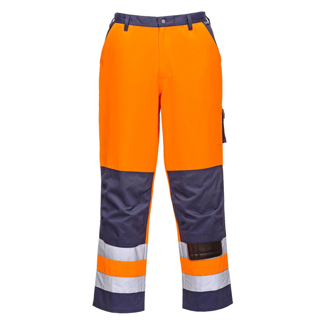 Lyon Hi-Vis Contrast Work Trousers - Orange/Navy Tall